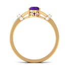Pear Cut Amethyst Solitaire Ring with Diamond in Split Shank AAA - Rosec Jewels