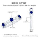 Real Blue Sapphire Half Eternity Ring with Diamond AAA - Rosec Jewels