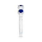 Real Blue Sapphire Half Eternity Ring with Diamond AAA - Rosec Jewels