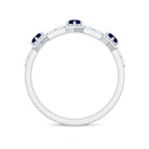 Real Blue Sapphire Half Eternity Ring with Diamond AAA - Rosec Jewels