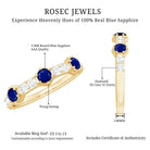 Real Blue Sapphire Half Eternity Ring with Diamond AAA - Rosec Jewels