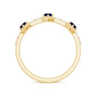 Real Blue Sapphire Half Eternity Ring with Diamond AAA - Rosec Jewels