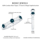 Certified London Blue Topaz Eternity Wedding Band with Diamond AAA - Rosec Jewels