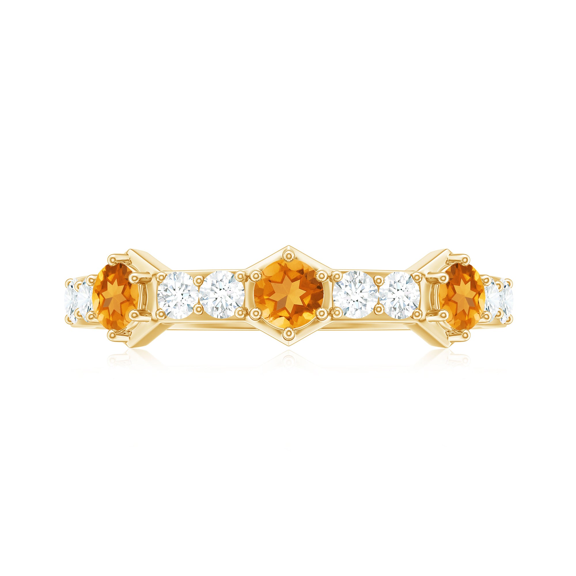 Genuine Citrine Diamond Half Eternity Ring for Anniversary AAA - Rosec Jewels