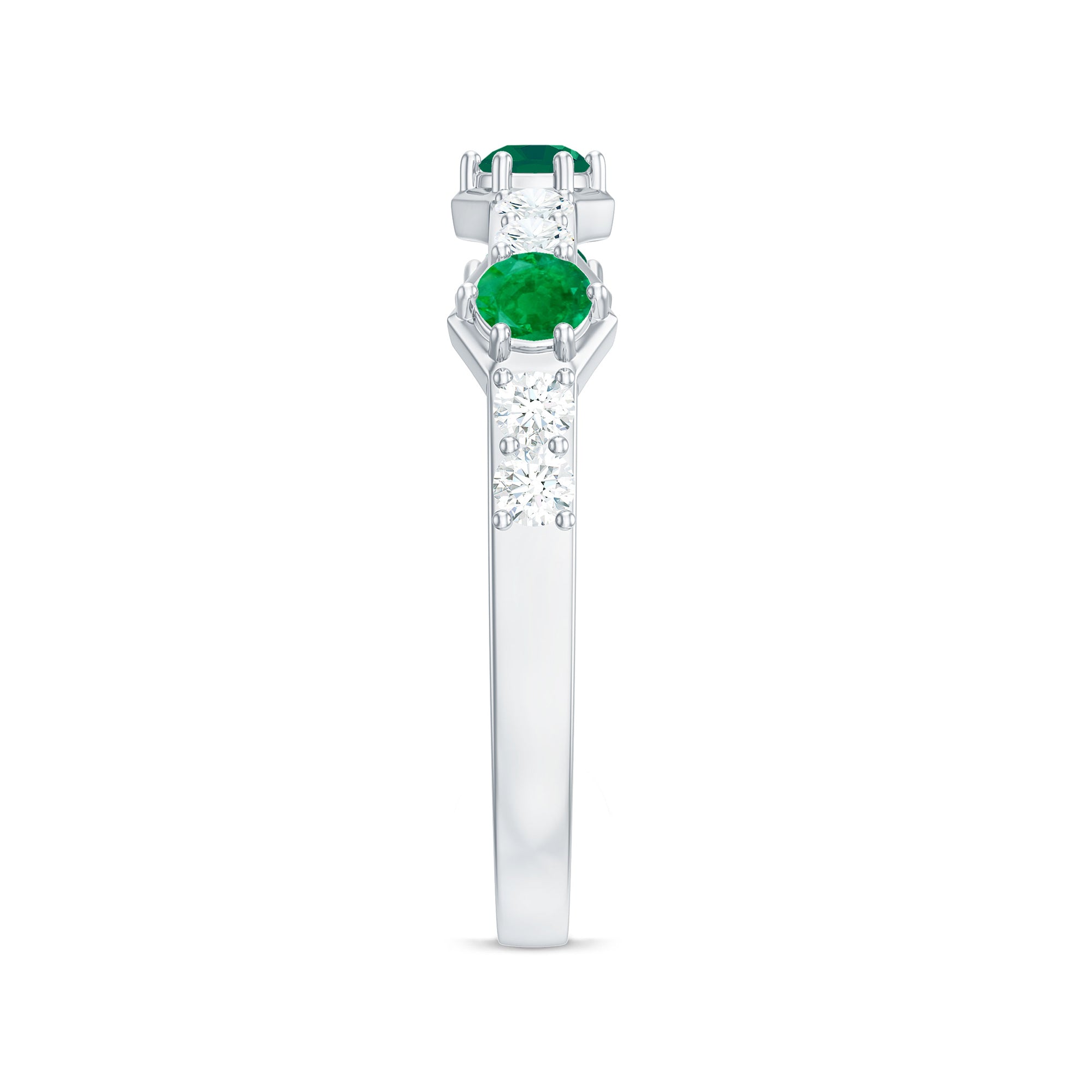 Rosec Jewels-Natural Emerald and Diamond Half Eternity Ring