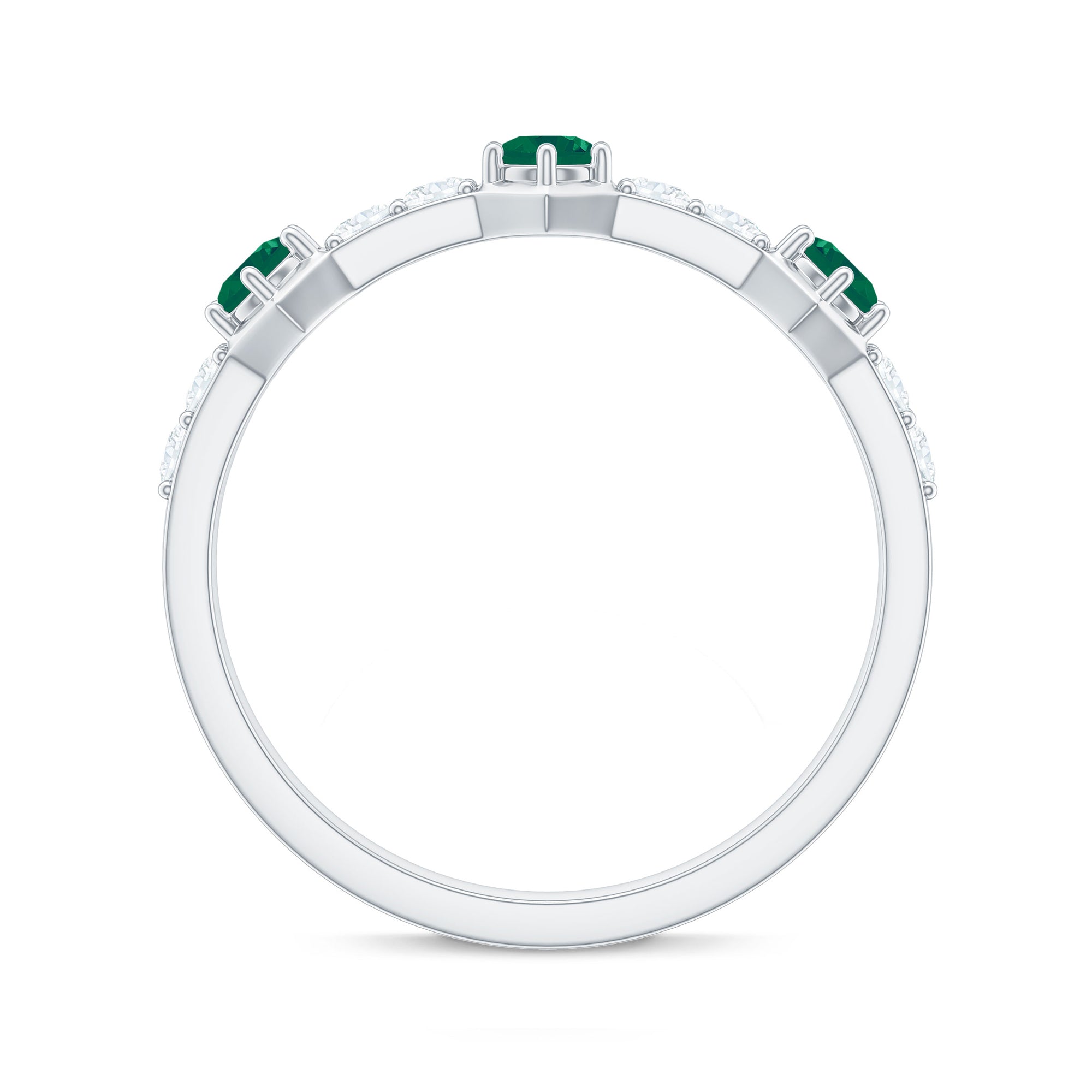 Rosec Jewels-Natural Emerald and Diamond Half Eternity Ring