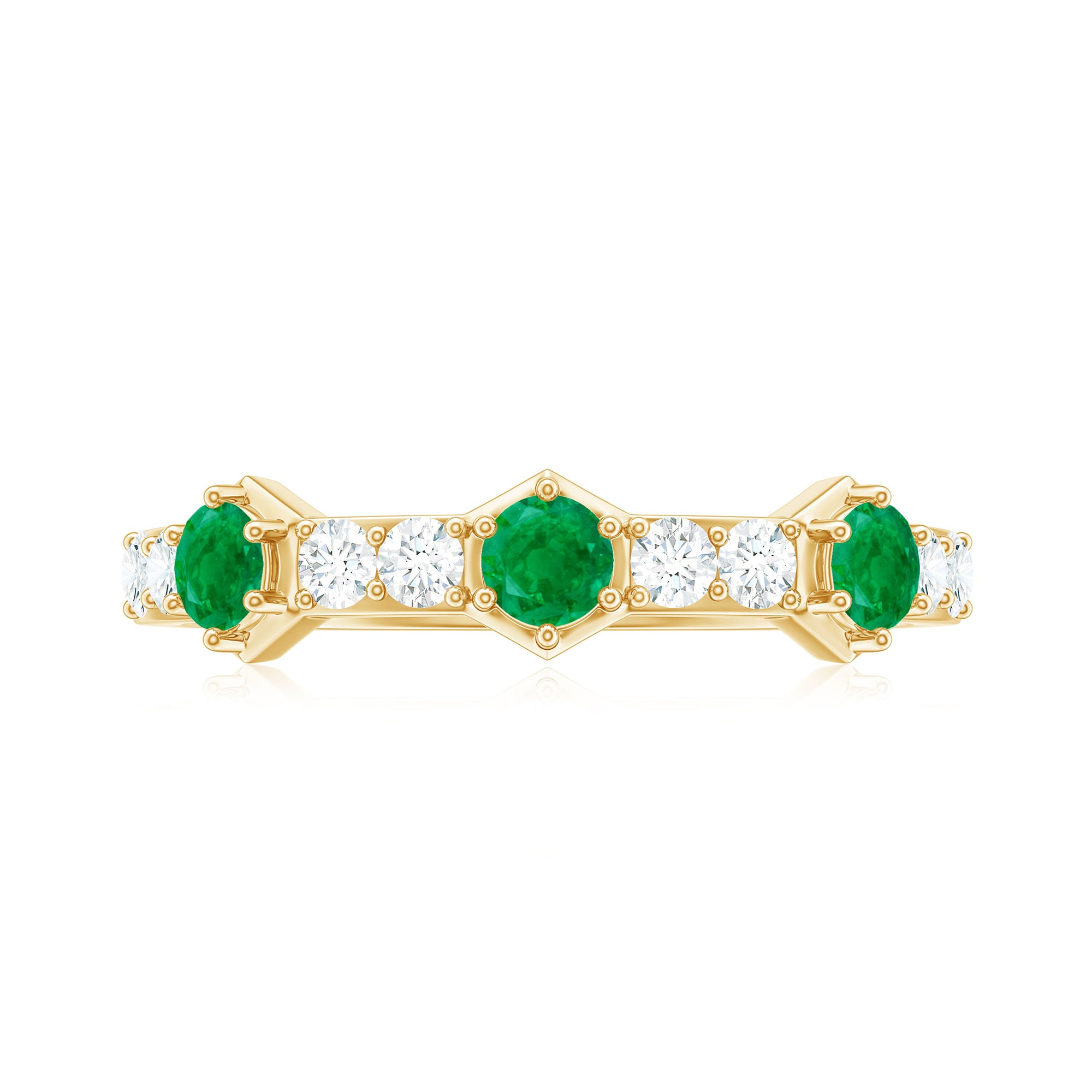 Rosec Jewels-Natural Emerald and Diamond Half Eternity Ring