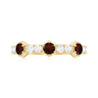 Rosec Jewels-Real Red Garnet Diamond Half Eternity Ring for Anniversary