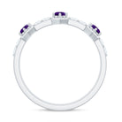 Rosec Jewels-Natural Amethyst Half Eternity Ring with Diamond