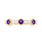 Rosec Jewels-Natural Amethyst Half Eternity Ring with Diamond
