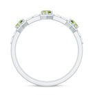 Natural Peridot Diamond Half Eternity Ring for Anniversary AAA - Rosec Jewels