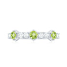 Natural Peridot Diamond Half Eternity Ring for Anniversary AAA - Rosec Jewels