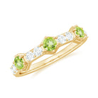 Natural Peridot Diamond Half Eternity Ring for Anniversary AAA - Rosec Jewels
