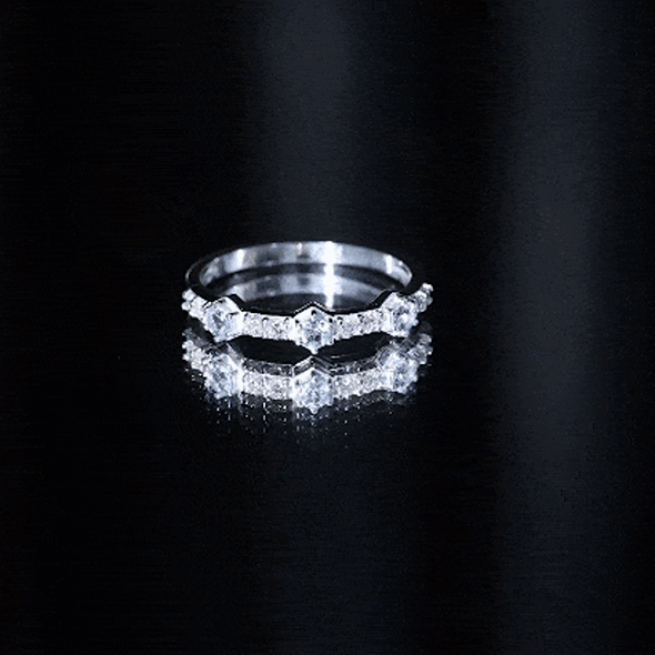 Rosec Jewels-Real Aquamarine and Diamond Half Eternity Ring