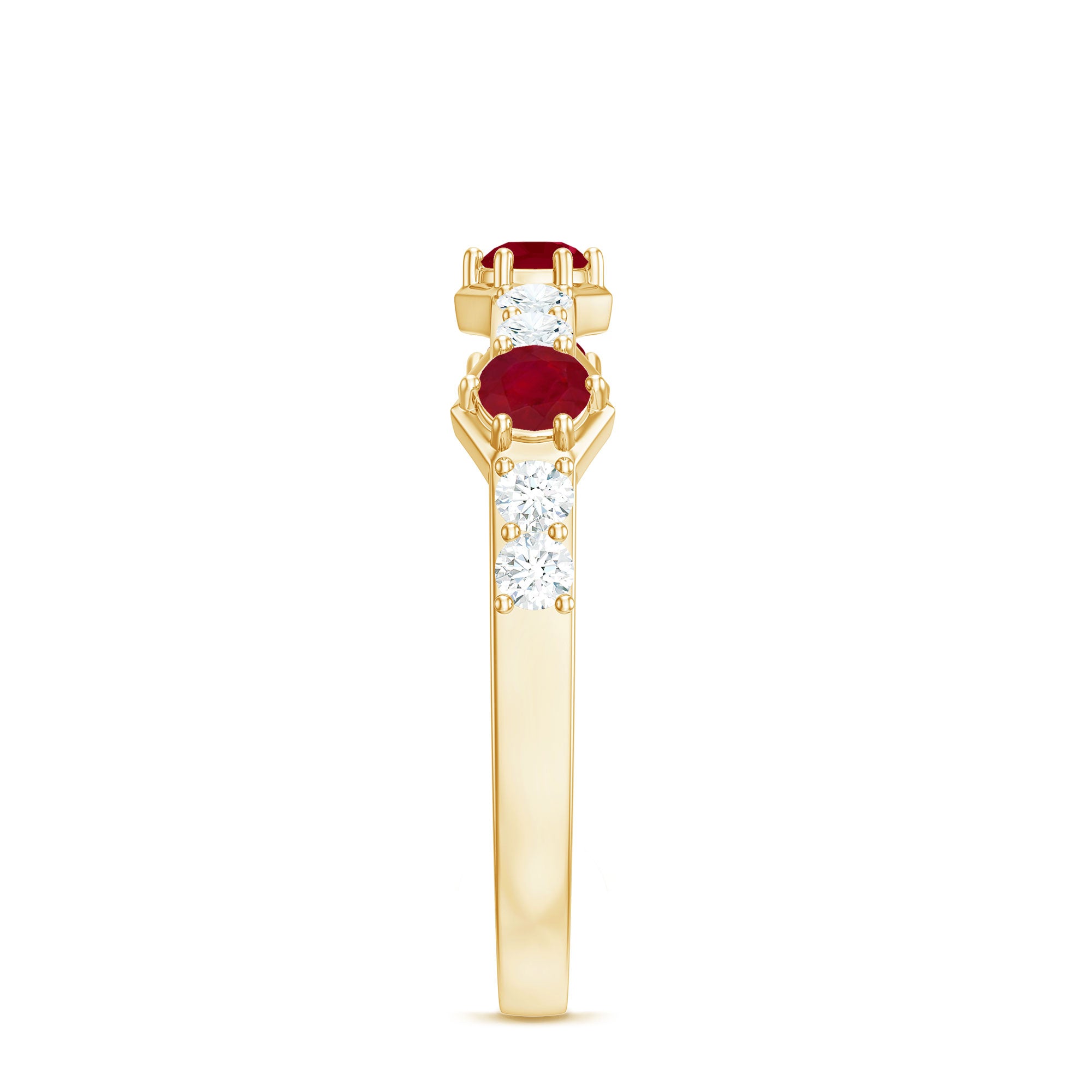 Rosec Jewels-Natural Ruby Diamond Half Eternity Ring for Women