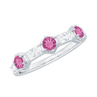 Minimal Half Eternity Ring with Pink Tourmaline and Diamond AAA - Rosec Jewels