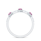 Minimal Half Eternity Ring with Pink Tourmaline and Diamond AAA - Rosec Jewels