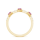 Minimal Half Eternity Ring with Pink Tourmaline and Diamond AAA - Rosec Jewels