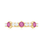 Minimal Half Eternity Ring with Pink Tourmaline and Diamond AAA - Rosec Jewels