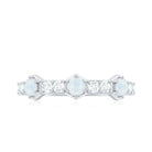 Moonstone and Diamond Minimal Half Eternity Ring AAA - Rosec Jewels