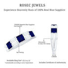 Certified Real Baguette Blue Sapphire Half Eternity Band Ring with Moissanite AAA - Rosec Jewels