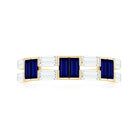 Certified Real Baguette Blue Sapphire Half Eternity Band Ring with Moissanite AAA - Rosec Jewels