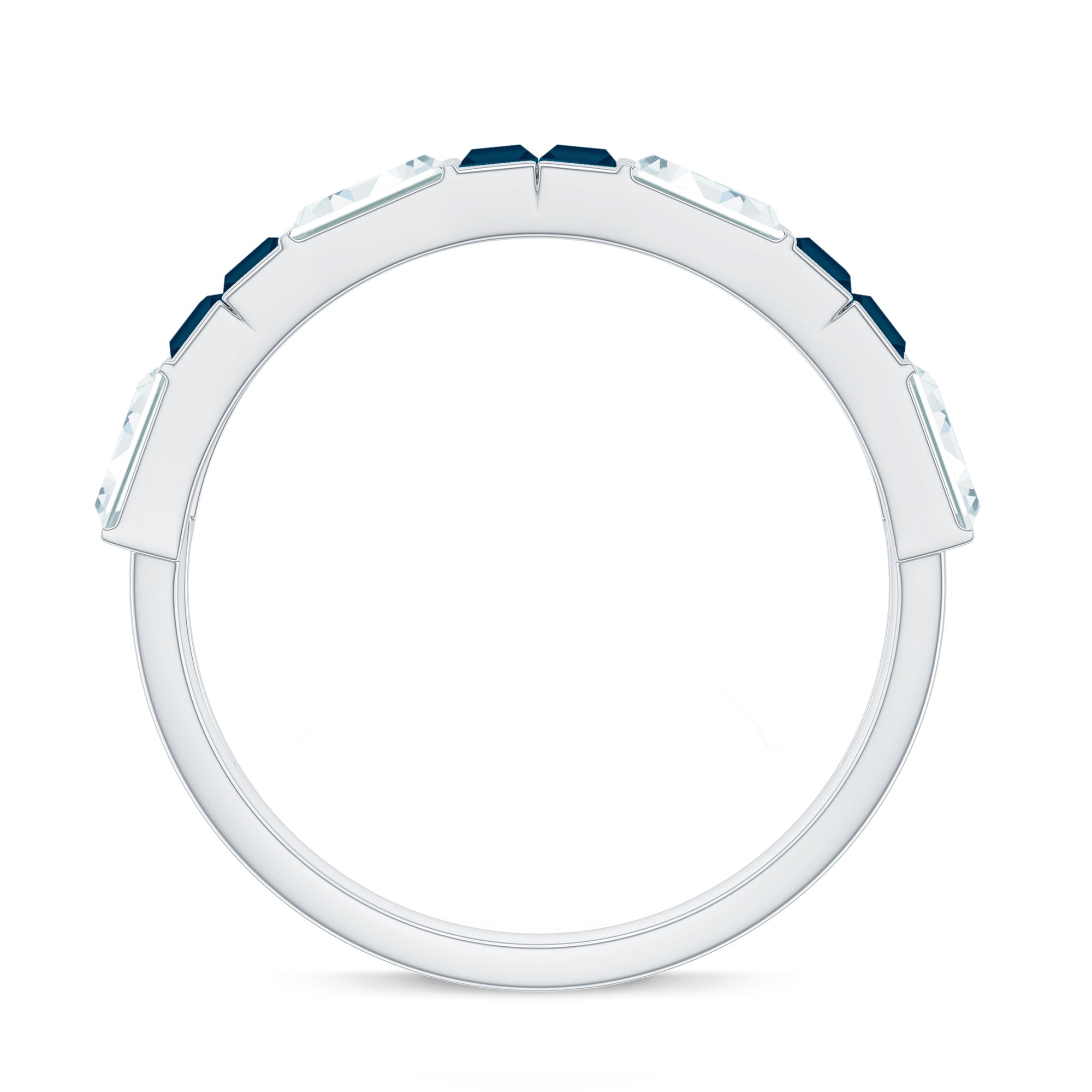 Baguette London Blue Topaz Alternate Eternity Band with Moissanite AAA - Rosec Jewels