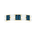 Baguette London Blue Topaz Alternate Eternity Band with Moissanite AAA - Rosec Jewels