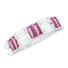 Baguette Shape Pink Tourmaline and Moissanite Half Eternity Ring AAA - Rosec Jewels