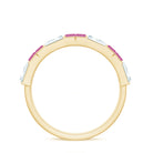 Baguette Shape Pink Tourmaline and Moissanite Half Eternity Ring AAA - Rosec Jewels