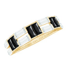 Natural Baguette Black Spinel Half Eternity Ring with Moissanite AAA - Rosec Jewels
