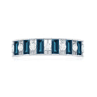 Baguette London Blue Topaz Eternity Anniversary Band with Diamond AAA - Rosec Jewels