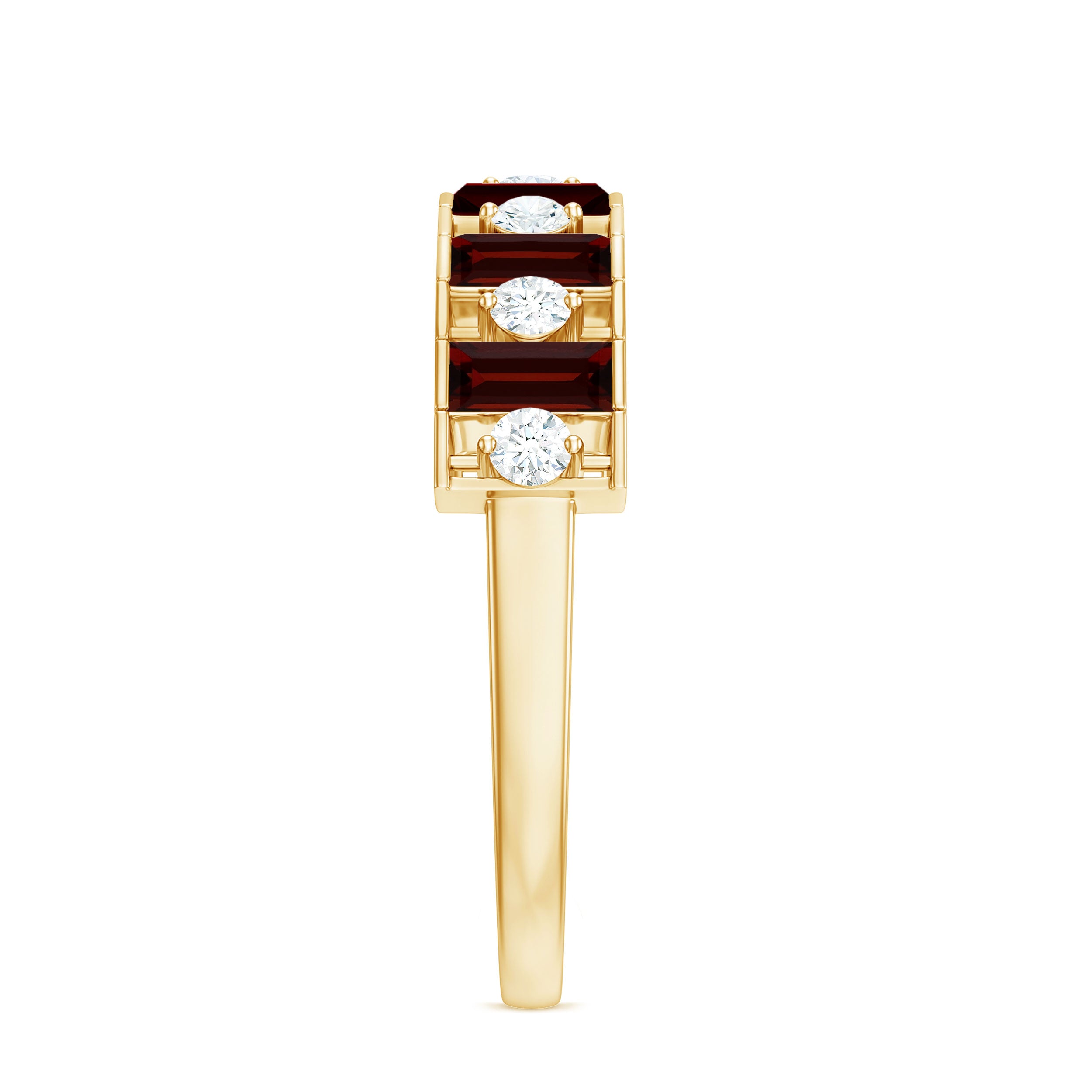 Rosec Jewels-Classic Garnet Baguette Eternity Wedding Band with Diamond