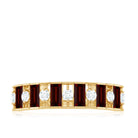 Rosec Jewels-Classic Garnet Baguette Eternity Wedding Band with Diamond