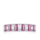 Alternate Pink Tourmaline and Diamond Half Eternity Ring AAA - Rosec Jewels
