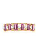 Alternate Pink Tourmaline and Diamond Half Eternity Ring AAA - Rosec Jewels