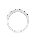 Rosec Jewels-Natural Baguette Black Spinel Half Eternity Ring with Diamond