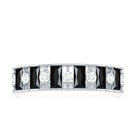 Rosec Jewels-Natural Baguette Black Spinel Half Eternity Ring with Diamond