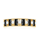 Rosec Jewels-Natural Baguette Black Spinel Half Eternity Ring with Diamond