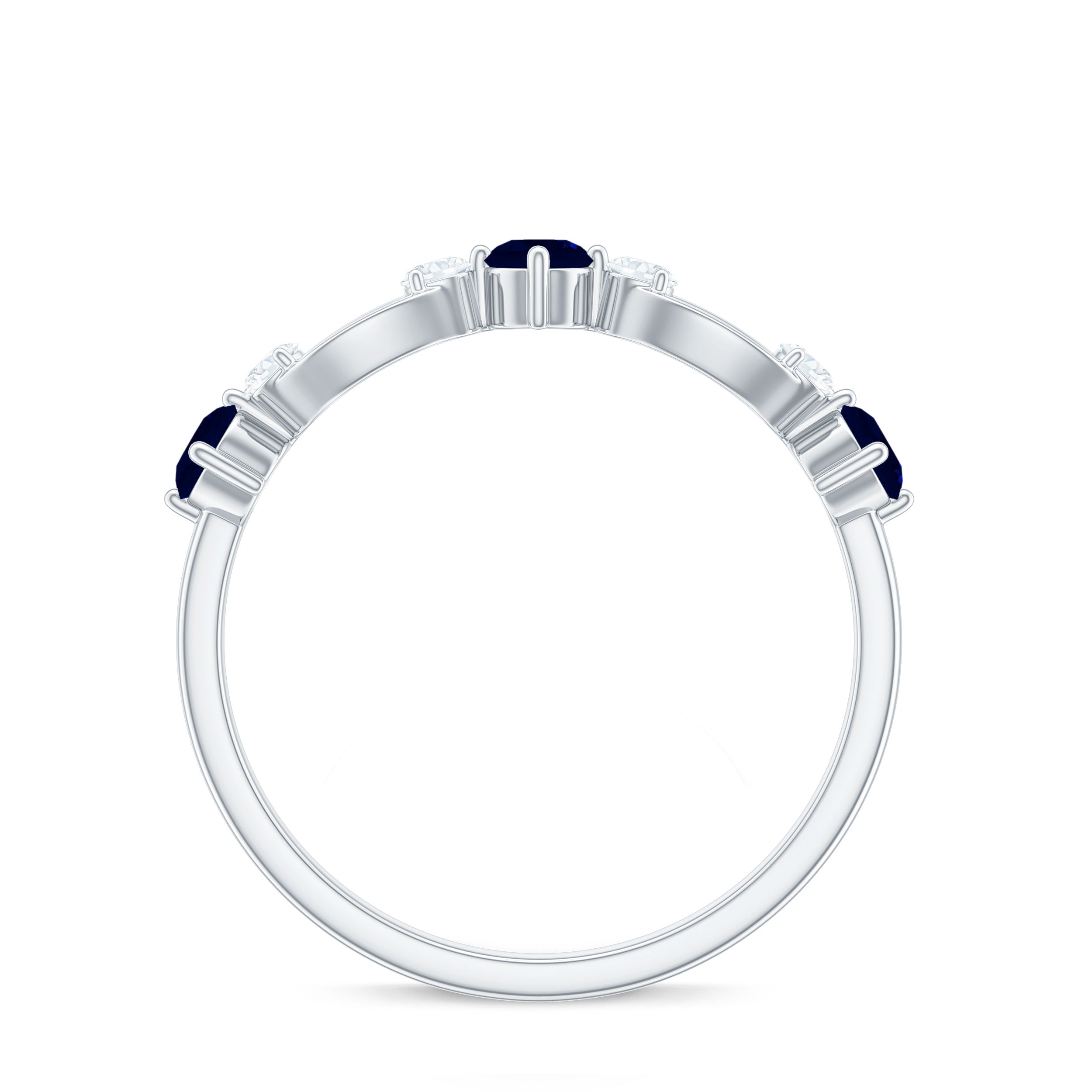 Rosec Jewels-Natural Blue Sapphire Promise Ring with Diamond