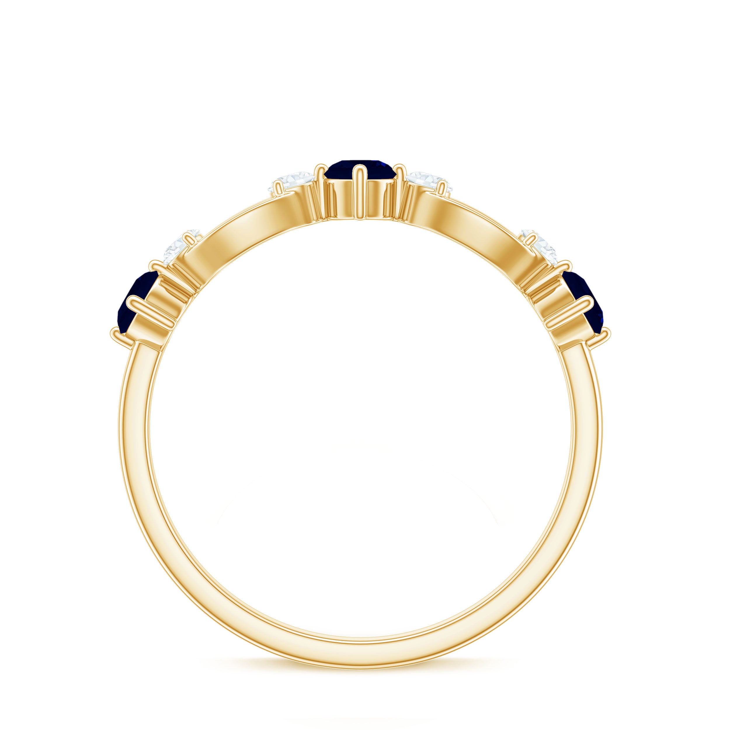 Rosec Jewels-Natural Blue Sapphire Promise Ring with Diamond