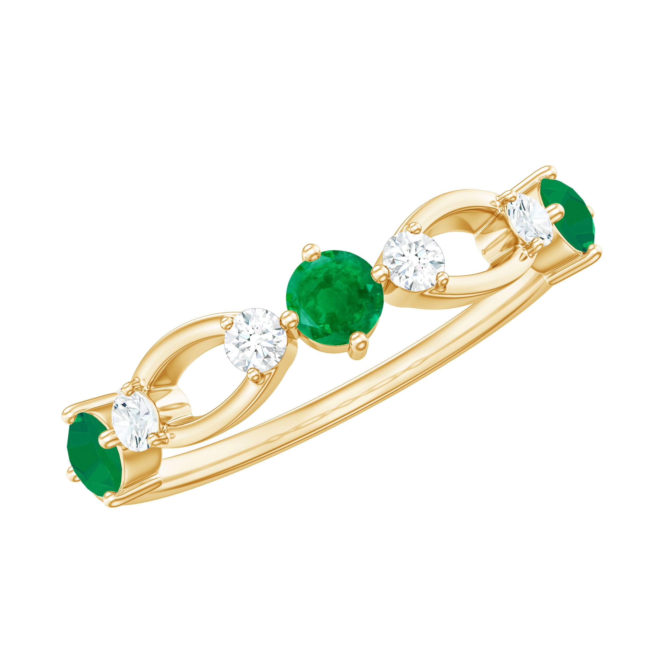 Rosec Jewels-Natural Emerald Diamond Infinity Anniversary Ring