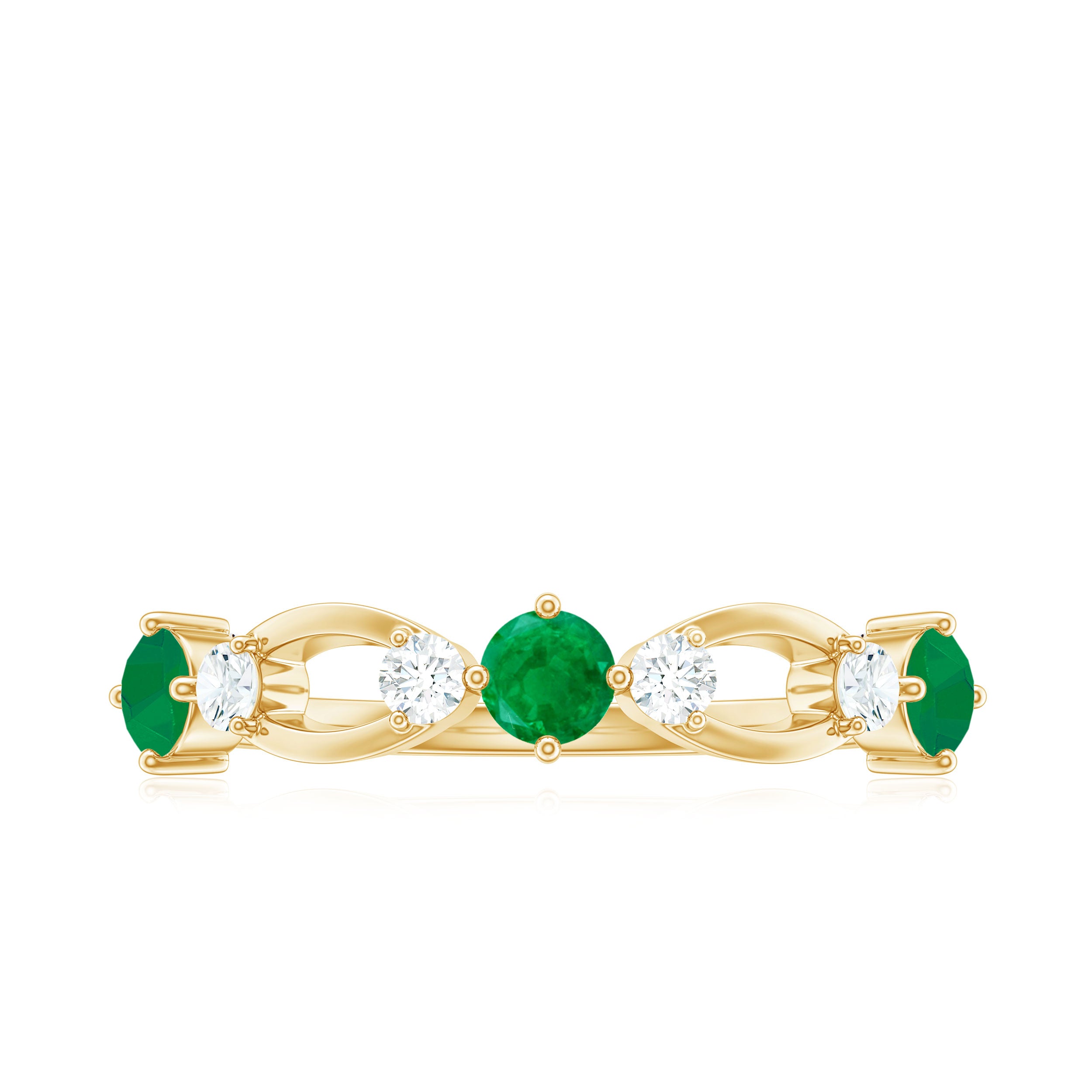 Rosec Jewels-Natural Emerald Diamond Infinity Anniversary Ring