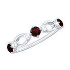 Rosec Jewels-Natural Red Garnet Diamond Half Eternity Ring for Anniversary