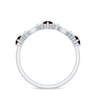 Rosec Jewels-Natural Red Garnet Diamond Half Eternity Ring for Anniversary
