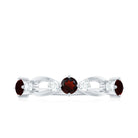Rosec Jewels-Natural Red Garnet Diamond Half Eternity Ring for Anniversary
