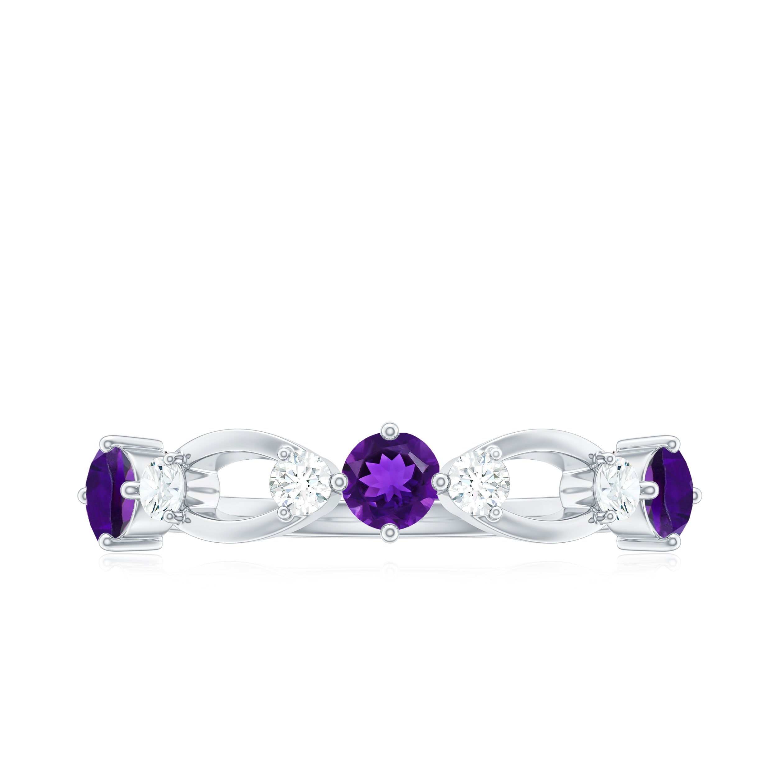 Rosec Jewels-Natural Amethyst Diamond Promise Ring for Women