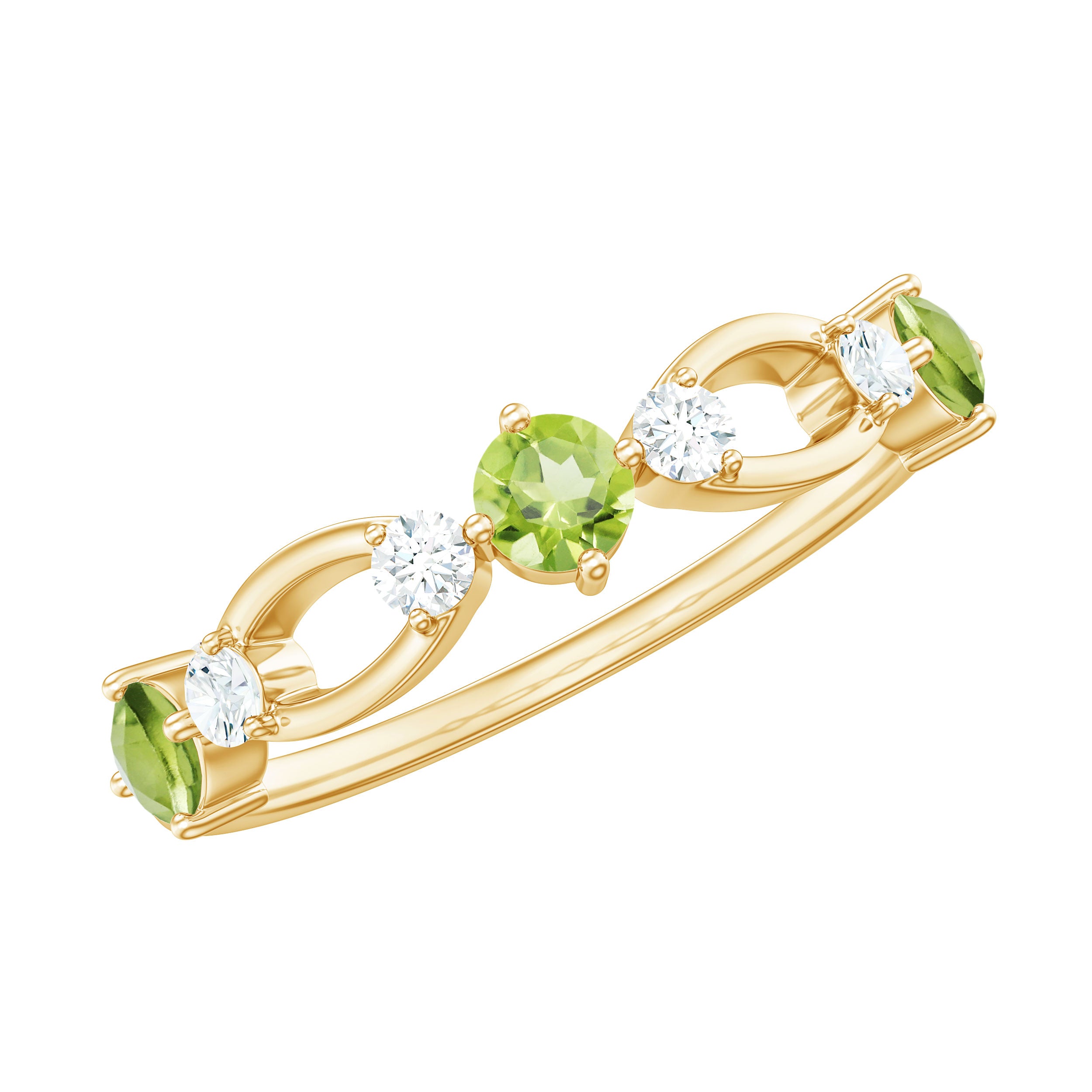 Rosec Jewels-Minimal Peridot Promise Ring with Diamond