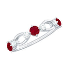 Rosec Jewels-Genuine Ruby Promise Ring with Diamond for Women