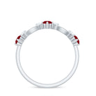 Rosec Jewels-Genuine Ruby Promise Ring with Diamond for Women